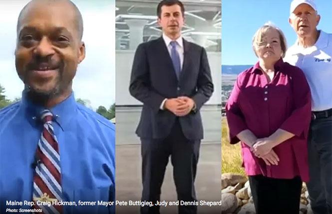 Maine Rep. Craig Hickman, former Mayor Pete Buttigieg, and Judy and Dennis Shepard represented their home states in the Democratic National Convention's online roll call.
