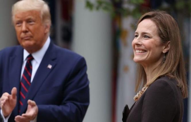 President Donald Trump introduced Judge Amy Coney Barrett as his Supreme Court nominee to replace the late Associate Justice Ruth Bader Ginsburg. Photo: Courtesy Yahoo News