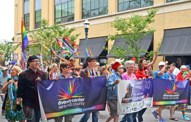 Santa Cruz Diversity Center supporters marched in a Pride parade; the organization is one of several suing the Trump administration over the president's ban on diversity training. Photo: Courtesy the Diversity Center
