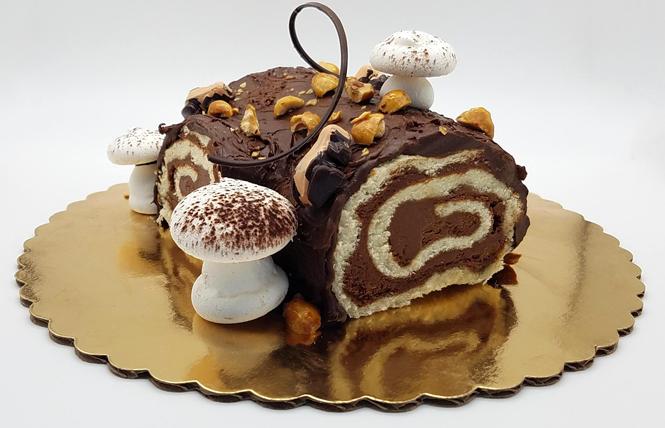 This decadent Yule log is available at Kokak Chocolates. Photo: Courtesy Kokak Chocolates