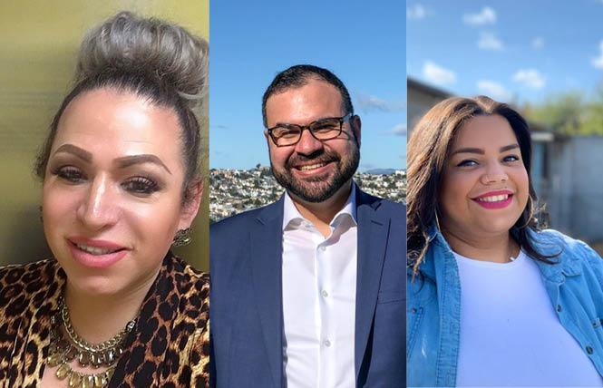 Three LGBTQ people are seeking to join the San Francisco Immigrant Rights Commission: Jessy Ruiz Navarro, left, who currently sits on it; and Luis Zamora and Lucia Obregon Matzer. Photos: Ruiz, courtesy immigrant rights commission Zamora and Matzer, courtesy Facebook  