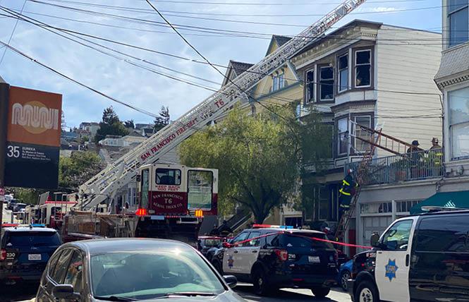 Personnel from San Francisco fire and police departments were on the scene of a fire Friday afternoon. Photo: John Ferrannini