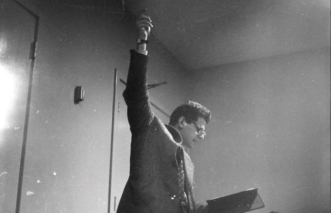 Allen Ginsberg reading "Howl" in November 1955 photo: Courtesy USU Special Collections, Merrill-Cazier Library LP.