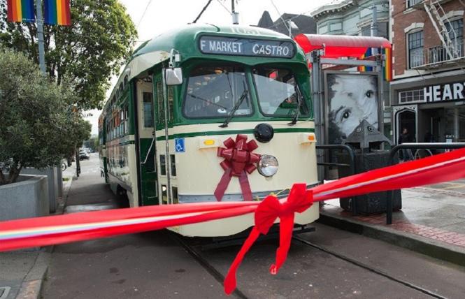 The Harvey Milk F Line streetcar No. 1051 was rededicated in 2018. Photo: Courtesy SFMTA