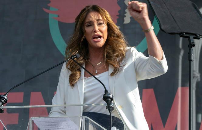 Caitlyn Jenner spoke at the Women's March in Los Angeles in 2020. Photo: Courtesy AP