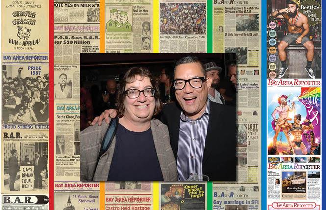 Bay Area Reporter news editor Cynthia Laird and publisher Michael Yamashita talk about the LGBTQ newspaper's 50th anniversary. Photo: Courtesy B.A.R.