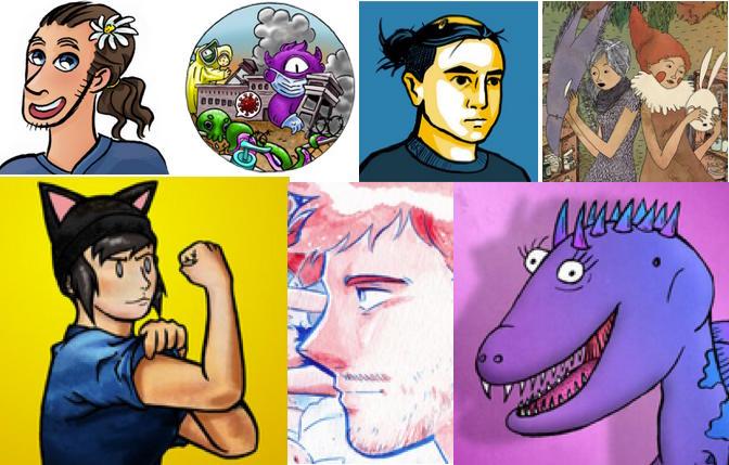 Art by some of the participants in the 2021 Queer Comics Expo