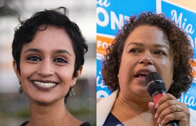 Janani Ramachandran, left, lost an appeal to the California Democratic Party over its endorsement of Mia Bonta in the August 31 runoff race. Photos: Ramachandran, courtesy the candidate; Bonta, Jane Philomen Cleland