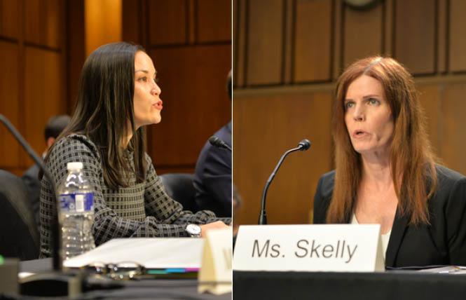 Gina Ortiz Jones, left, and Shawn Skelly have been confirmed by the U.S. Senate to high-level defense posts in the Biden administration. Photos: Michael Key/Washington Blade