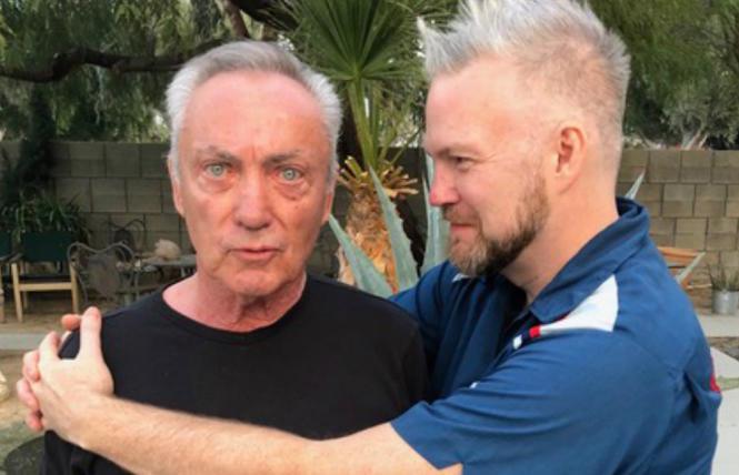 Udo Kier and Todd Stephens on the set of 'Swan Song' 