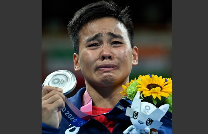 Out Filipina boxer Nesthy Petecio won a silver medal at the Tokyo Olympics. Photo: Screenshot