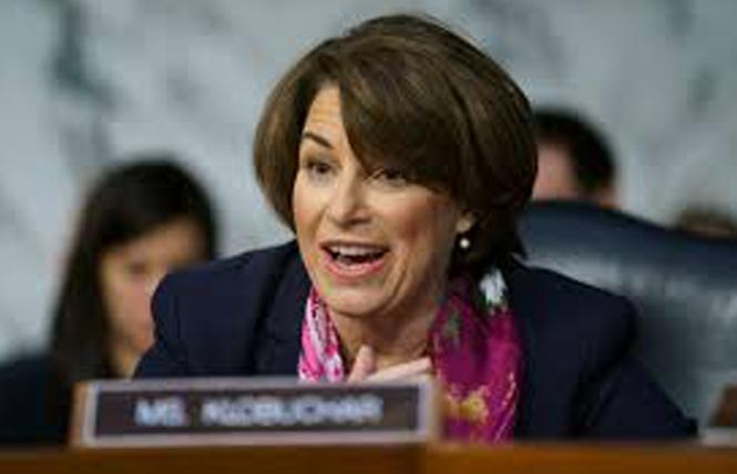 Senator Amy Klobuchar (D-Minnesota) and 12 Senate colleagues sent a letter to Secretary of State Antony Blinken asking about the treatment of LGBTQ refugees and asylum seekers. Photo: Courtesy NBC News  