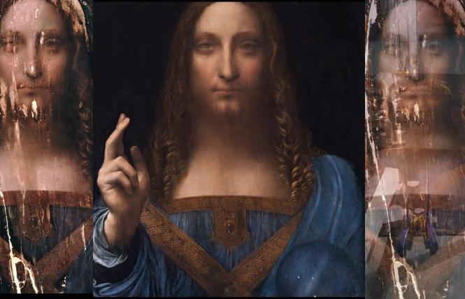 The alleged Leonardo da Vinci painting, 'Salvator Mundi,; bnefore and after restoration