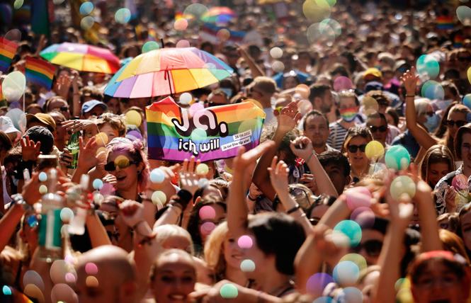 People demonstrated at the September 4 Pride parade in Zurich for the rights of the LGBTQI community. Photo: Michael Buholzer/AP