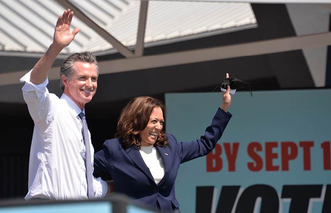 Governor Gavin Newsom welcomed Vice President Kamala Harris to San Leandro Wednesday where she campaigned in opposition to the September 14 recall election. Photo: Bill Wilson 