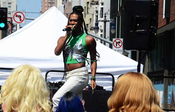 Saturn Rising was part of the stage entertainment during The Riot Party in San Francisco's Transgender District August 29. The district was one of 17 organizations that received COVID-related grant funds from Horizons Foundation. Photo: Rick Gerharter