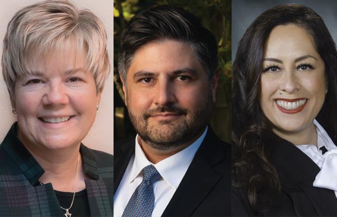 Santa Clara County Superior Court Judges Julie Emede, left, Charles Adams, and Jessica Delgado will speak at a panel in San Jose. Photos: Courtesy Queer Silicon Valley