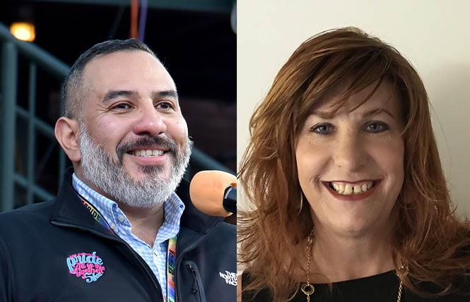 San Francisco Pride Executive Director Fred Lopez, left, has stepped down and board treasurer Suzanne Ford is the new interim executive director. Photos: Courtesy SF Pride