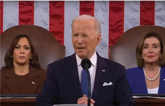 President Joe Biden renewed his call to pass the Equality Act in his State of the Union speech March 1. Photo: Screengrab via YouTube