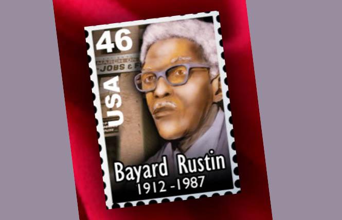 The National Black Justice Coalition has joined the National LGBTQ Task Force and the International Court System in advocating for a postage stamp honoring the late gay Black activist Bayard Rustin. Rendering courtesy International Court System