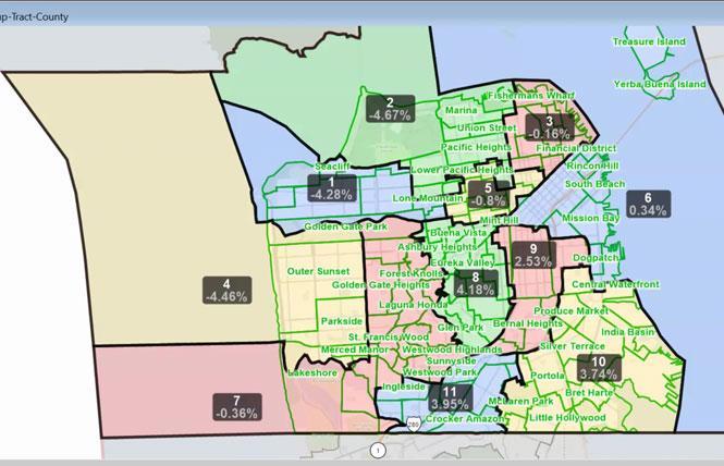 San Francisco's redistricting body has rejected a proposed redrawing of the city's 11 supervisorial districts. Photo: Screengrab  
