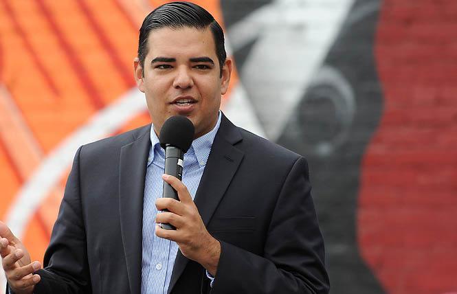 Among four non-incumbent Democratic LGBTQ congressional candidates, Long Beach Mayor Robert Garcia leads the money race for his Southern California race. Photo: Carlos Delgado/AP images for Long Beach Convention and Visitors Bureau