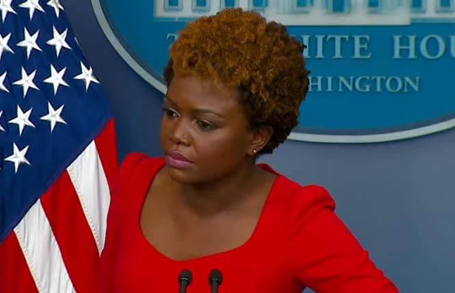 Karine Jean-Pierre conducts press briefing in November 2021. Photo: Screen capture via White House YouTube