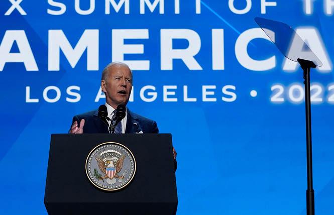 President Joe Biden spoke at the Summit of the Americas in Los Angeles June 8. Photo: Evan Vucci/Associated Press