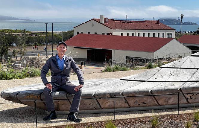 Michael Boland sits in the new Presidio Tunnel Tops national park July 16, a day before it opened to the public. Photo: Matthew S. Bajko
