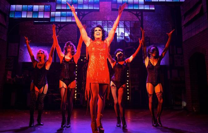 Marshall Forte (center) and the 'Angel' chorus in Ray of Light Theatre Company's 'Kinky Boots' (photo: Erik Scanlon)