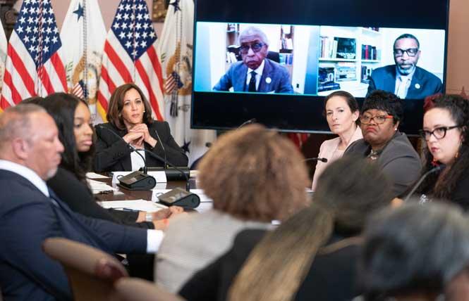Vice President Kamala Harris met with leaders from 19 reproductive rights and social justice organizations to discuss the fallout of the U.S. Supreme Court's Dobbs v. Jackson Women's Health Organization decision that overturned the right to abortion. Photo: The White House via Twitter