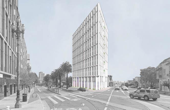 An artist rendering depicts the proposed development aimed at LGBTQ seniors located at 1939 Market Street. Illustration: Courtesy SF Planning<br> 