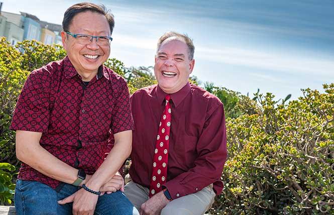 Amos Lim, left, and his husband, Mickey Lim, are happily married but still face anti-Asian prejudice on occasion. Photo: Christopher Robledo