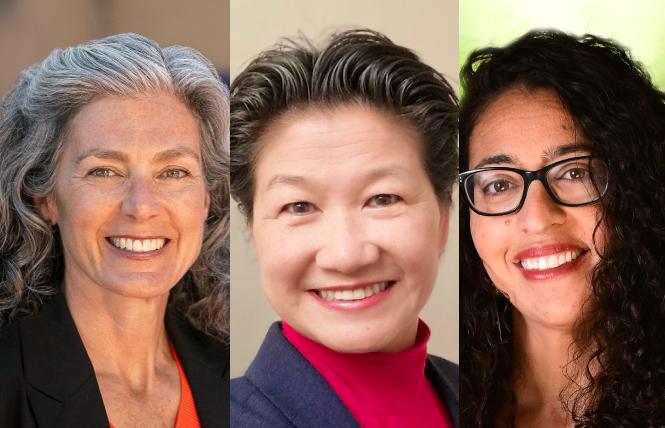 SF school board members Lainie Motamedi, left, Lisa Weissman-Ward, and Ann Hsu were leading in their races Tuesday. Photos: Courtesy the candidates