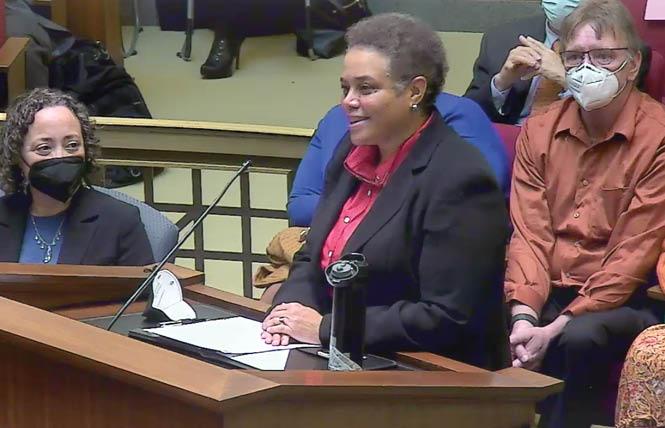 Alameda County Superior Court Judge Kelli Evans speaks at her confirmation hearing to the California Supreme Court. Photo: Screengrab