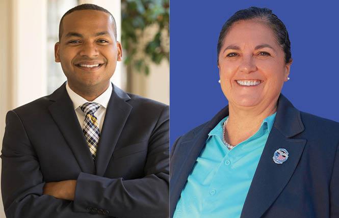 Tyller Williamson, left, is Monterey's first out and first Black mayor. Tina Nieto is Monterey County's first lesbian and Latina sheriff. Photos: Courtesy the campaigns