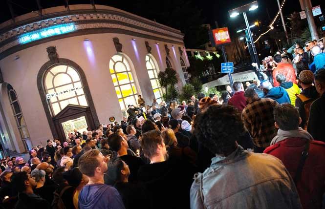 A crowd gathered in the Castro Sunday, November 20, to mourn those killed and injured at the Q Club in Colorado Springs, Colorado. Photo: Christopher Robledo