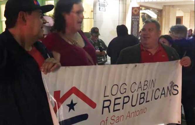 Anti-drag protesters included Log Cabin Republicans recently in San Antonio, Texas. Photo: Screenshot/Twitter