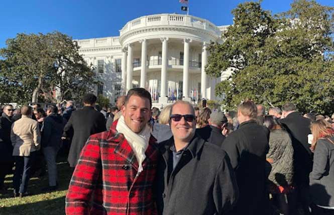 Tye Gregory, left, and Jamie Bruning-Miles attended the Respect for Marriage Act signing ceremony December 13 on the South Lawn of the White House. Photo: Courtesy YMCA