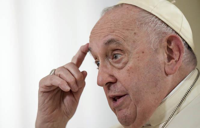 Pope Francis spoke about decriminalizing homosexuality and the Catholic Church accepting LGBTQ Catholics during an interview with the Associated Press at the Vatican January 24. Photo: AP Photo/Andrew Medichini