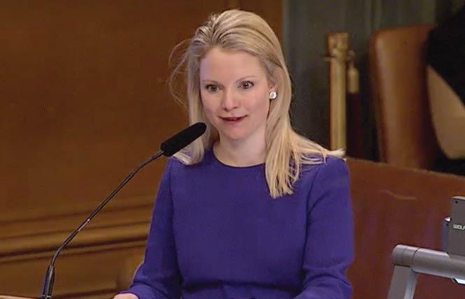 Victoria Gray spoke at the February 27 San Francisco Board of Supervisors Rules Committee hearing about her nomination to serve on the Historic Preservation Commission. Photo: Screengrab via SFGovTV