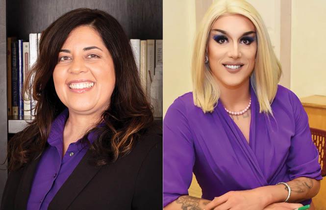 Queer West Hollywood Mayor Sepi Shyne, left, and nonbinary drag queen Maebe A. Girl have announced bids to run for California's 30th Congressional District seat in Los Angeles. Photos: Courtesy the campaigns