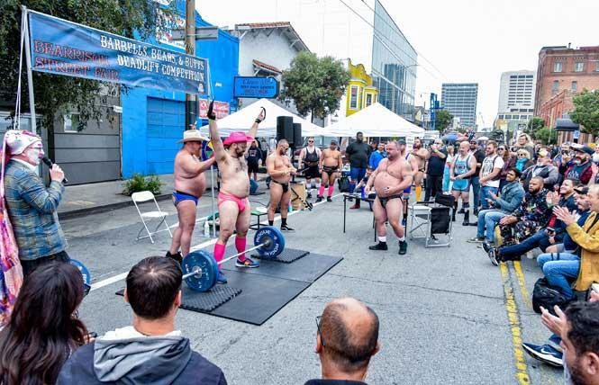 People had fun at the Barbells, Bears, and Butts Deadlift competition that was part of last year's annual Bearrison Street Fair produced by the Bears of San Francisco and the Sisters of Perpetual Indulgence. Photo: Gooch