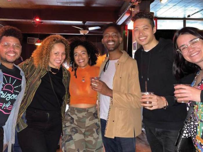 A group of friends enjoying a warm spring day at The White Horse Bar's T-dance in Oakland in early April. (photo: Heather Cassell)