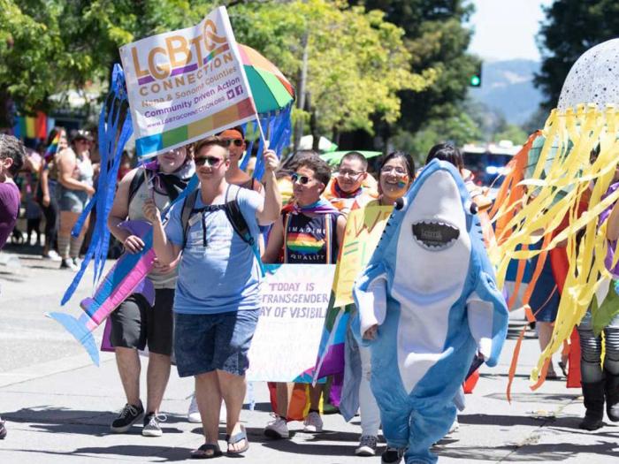 The LGBTQ Connection contingent marches at a Sonoma County Pride parade. Photo: Courtesy Sonoma County Pride<br><br>