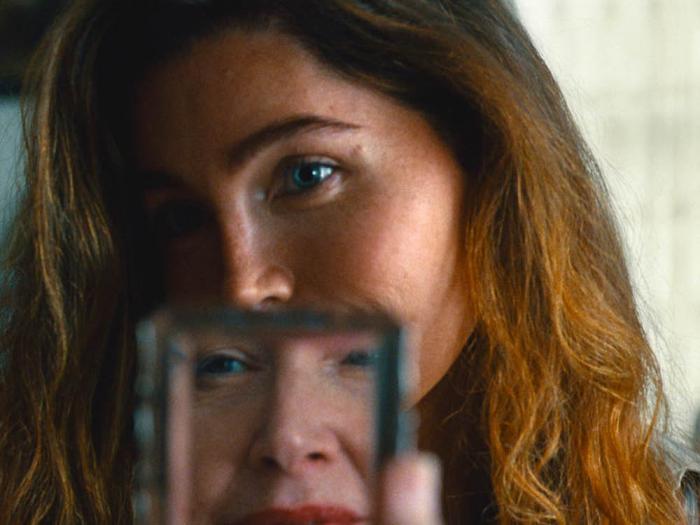 Monica (Trace Lysette) looks at her mother Eugenia (Patricia Clarkson) as she looks at herself in the mirror after Monica helped her put some lipstick on. Photo: Courtesy IMDb<br>