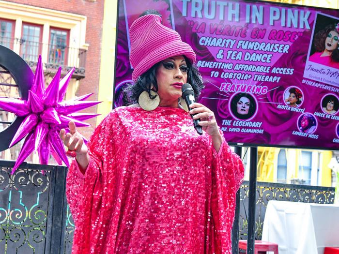 Juanita MORE! co-hosted Queer LifeSpace's "Truth in Pink" fundraiser in May. Photo: Gooch