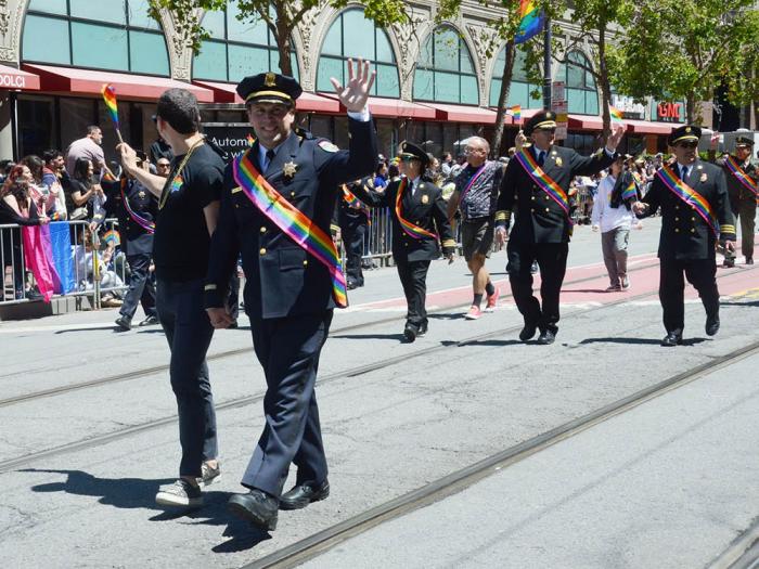 San Francisco police officers marched in last year's parade; officers will be working with event organizers and other law enforcement agencies this weekend in ensuring safety for Pridegoers. Photo: Rick Gerharter