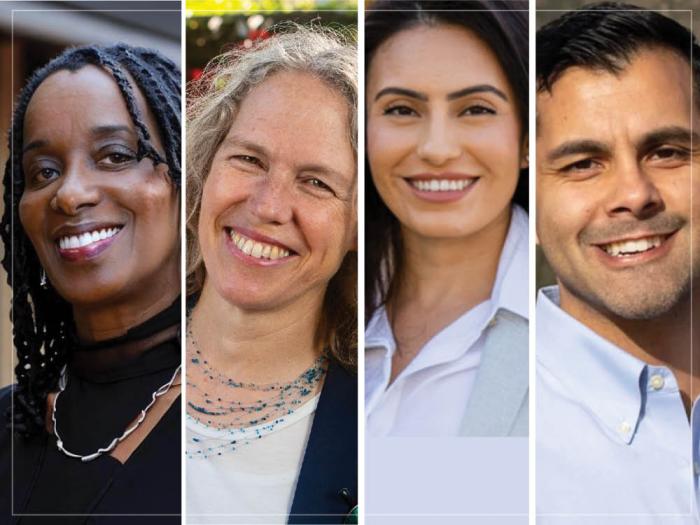 State Assembly candidates Jovanka Beckles, left, and Kathryn Lybarger are running for an East Bay state Senate seat, while Sasha Renée Pérez is running for a Southern California Senate seat and Joseph Rocha is running for Assembly. Photos: Courtesy the campaigns<br><br>