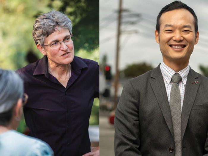 Jamie McLeod-Skinner, left, has announced her fourth campaign for an Oregon congressional seat next year while David Kim is mounting his third bid for a Southern California congressional seat. Photos: Courtesy the candidates